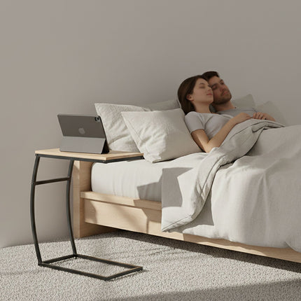 C-Shaped End Table – Metal & MDF, Sofa & Bed Use