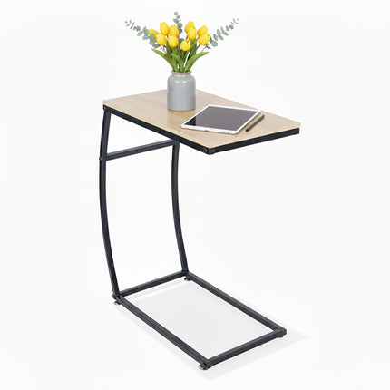 C-Shaped End Table – Metal & MDF, Sofa & Bed Use