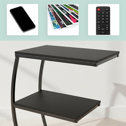 C-Shaped Side Table, 2-Tier, Metal Frame