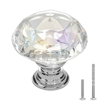 Cabinet Knobs, 12 Pack, 31 Mm Diamond Acrylic Zinc Alloy