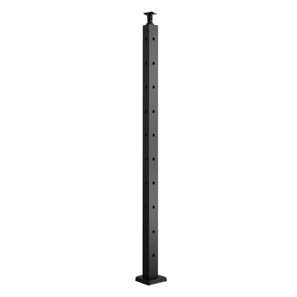 Cable Railing Corner Post 36 In, Pre-Drilled, Black