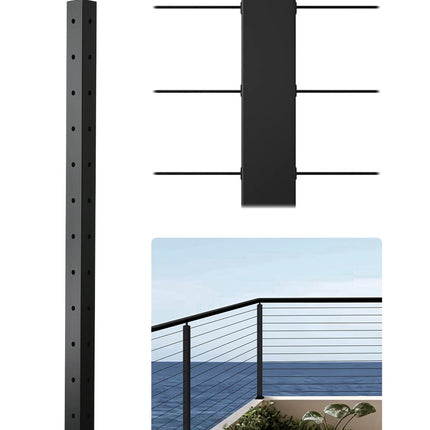 Cable Railing Corner Post 42 In, Pre-Drilled L Holes