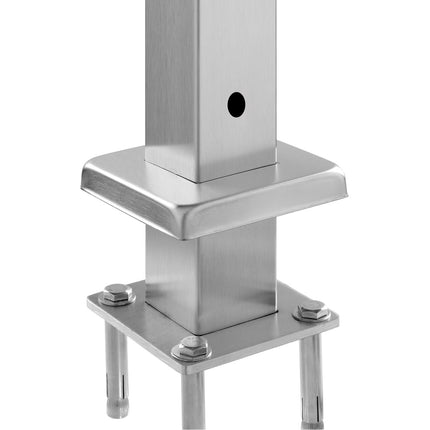 Cable Railing Post, 36x2x2 in SUS304, 10 Holes, Silver