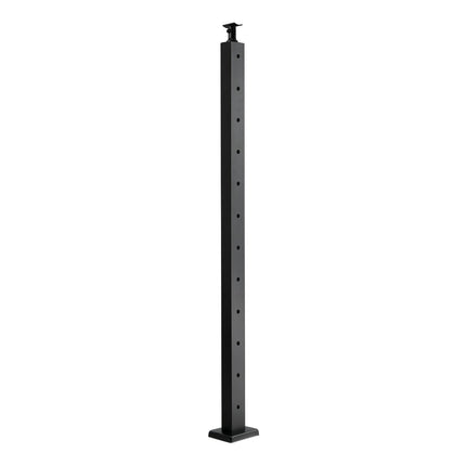 Cable Railing Post, 42 In Stainless Steel, Black Pre-Drilled