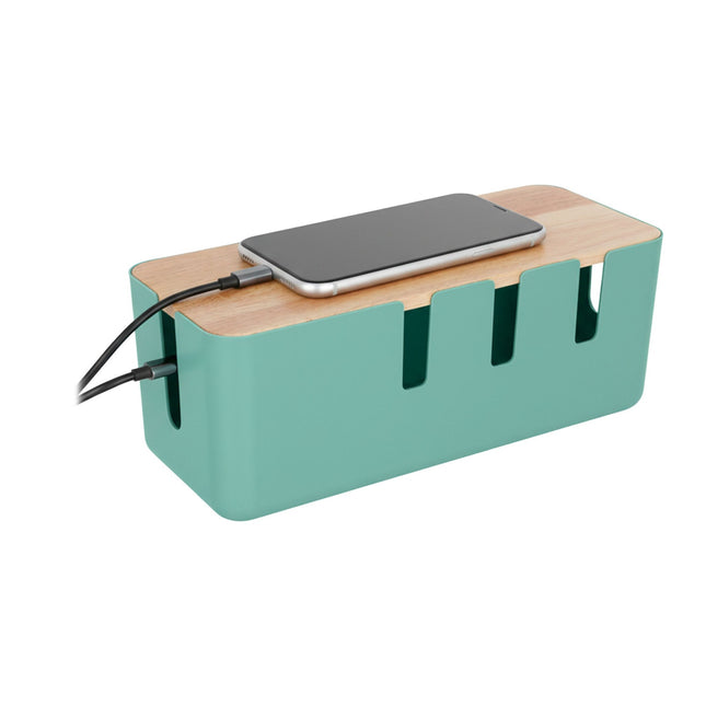 Cable Storage Box with Wooden Lid for Socket Strips