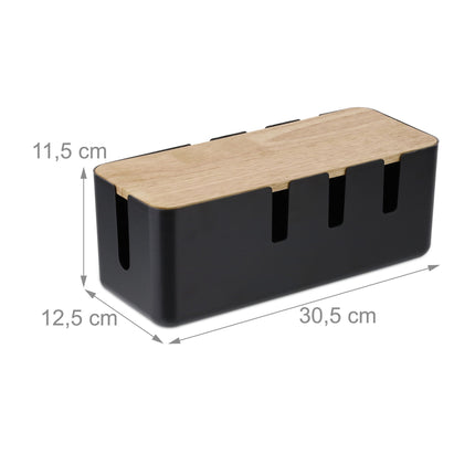 Cable box with wooden lid