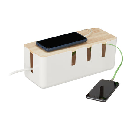 Cable box with wooden lid