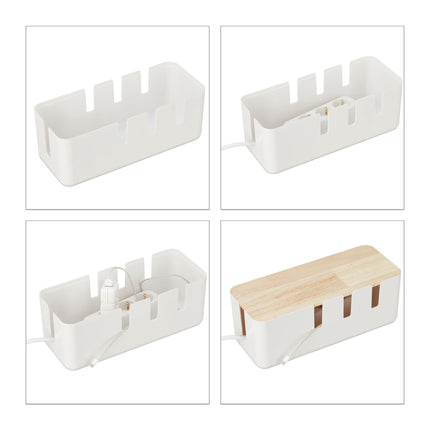 Cable box with wooden lid