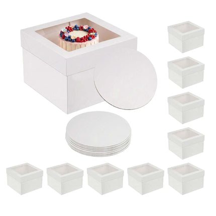 Cake Boxes With Window and Boards, Rectangular Set