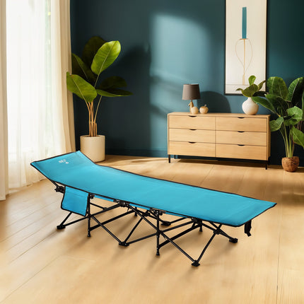 Camp Bed, Blue, 190 cm, Portable Folding Design