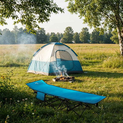 Camp Bed, Blue, 190 cm, Portable Folding Design