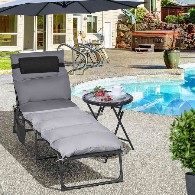 Folding camping bed with bag - Adjustable to 120 kg, light grey