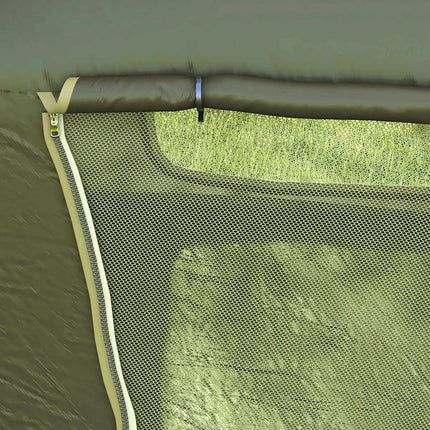Raised camp bed with tent - UV protection and rain protection