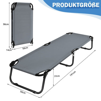 Camp bed camping bed can hold up to 150 kg folding bed lounger bed camping lounger single bed 191 x 56 x 31cm grey