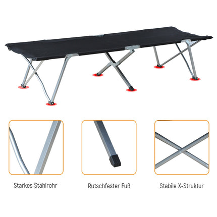 Camping bed with carry bag - Black, portable design
