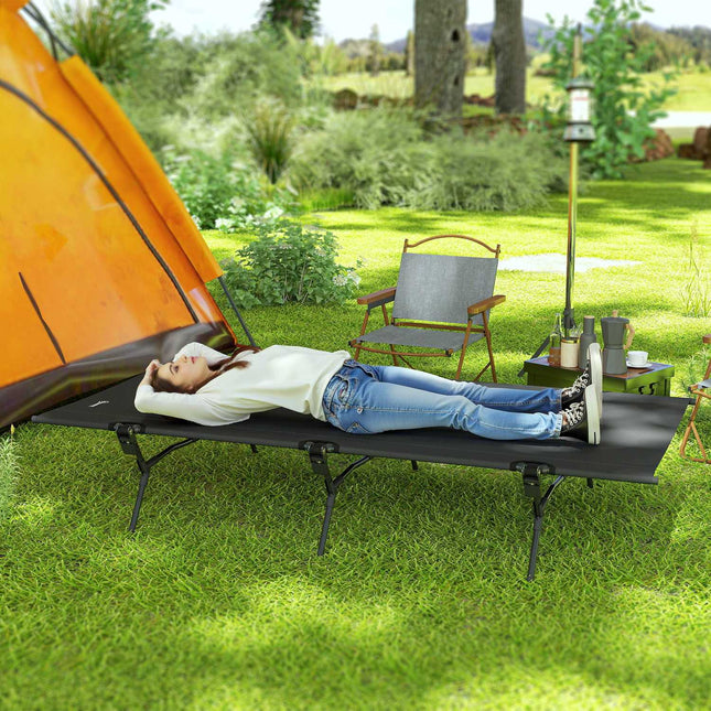 Veldbed, opvouwbaar campingbed met draagtas, 200 x 100 x 36 cm, logeerbed tot 120 kg, extra brede campingligstoel voor volwassenen, opklapbed voor binnen, buiten, tuin, camping, reizen, zwart