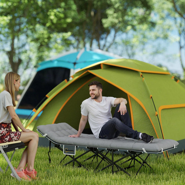 Veldbed opvouwbaar campingbed met matraskussen zijvak 190 x 65 x 37 cm campingligstoel voor volwassenen logeerbed tot 150 kg opklapbed voor buiten, tuin campingreizen lichtgrijs | Aosoom