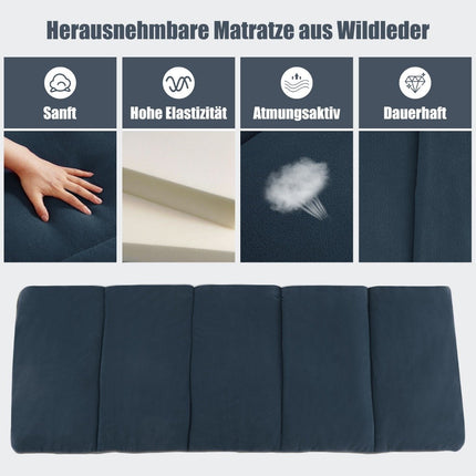 Camp bed folding camping bed with mattress 185 cm x 65 cm x 41-53 cm blue