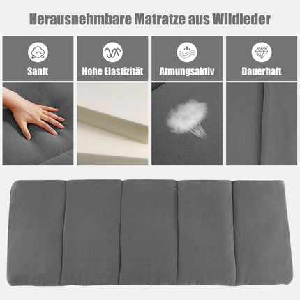 Camp bed folding camping bed with mattress 185 cm x 65 cm x 41-53 cm gray