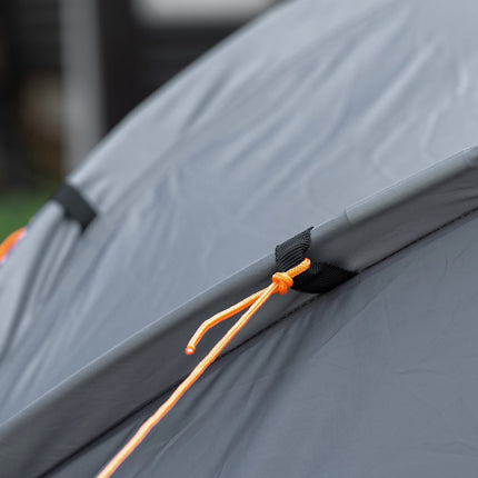 Camping dome tent with air mattress, 2 people, grey