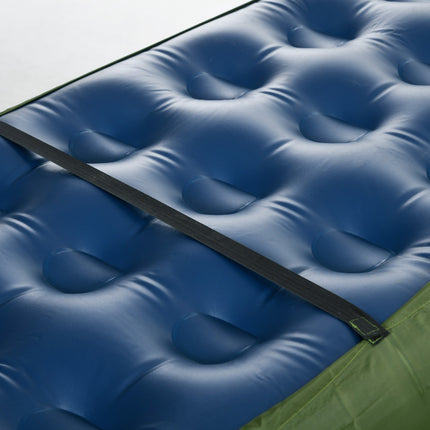 Camping bed with pillow, foldable, 120 kg capacity, green