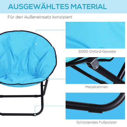 Folding Camping Chair, Upholstered, Blue, 80x80x75Cm