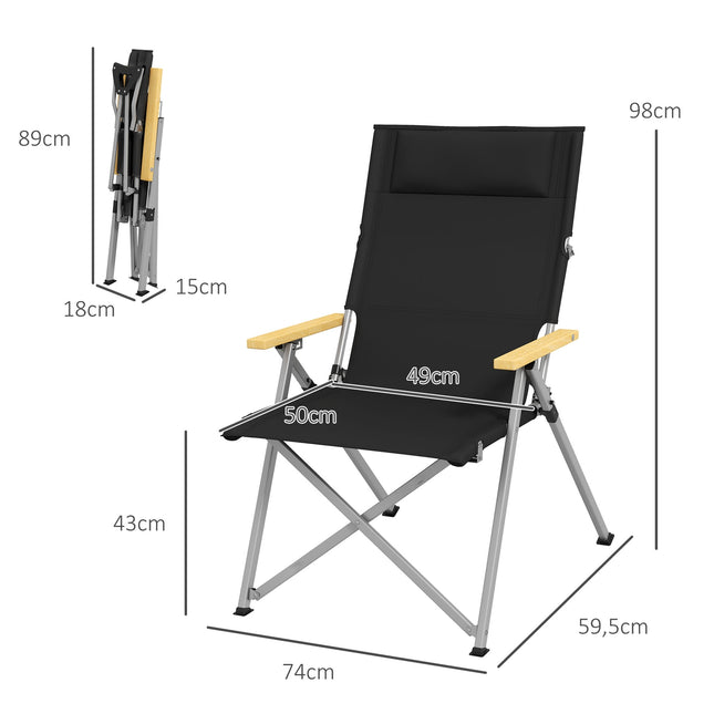 Folding camping chair, 4-position adjustable, Oxford fabric