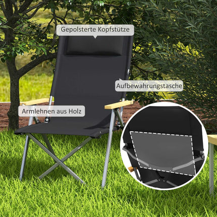 Folding camping chair, 4-position adjustable, Oxford fabric