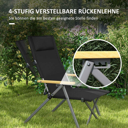 Folding camping chair, 4-position adjustable, Oxford fabric