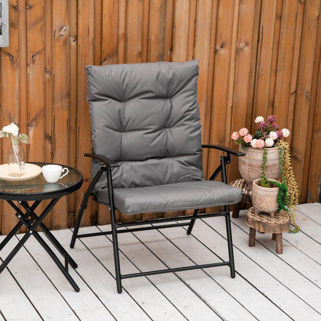 Folding camping chair with adjustable metal frame, gray