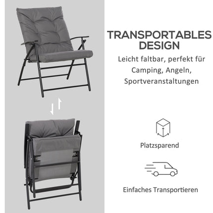 Folding camping chair with adjustable metal frame, gray