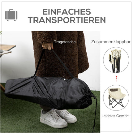 Folding camping chair with side pocket and carry bag