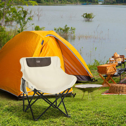 Folding camping chair with side pocket and carry bag