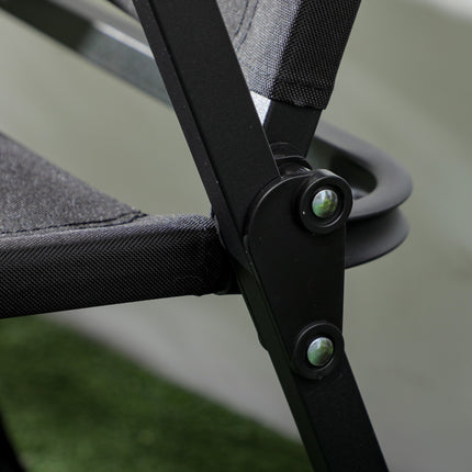 Set of 2 folding camping chairs, black steel frame