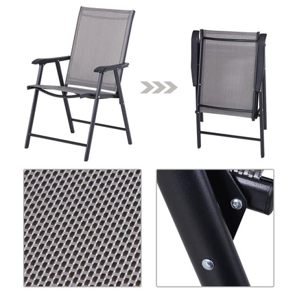 Camping folding chairs Set of 2, metal, armrests, gray