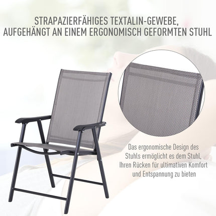 Camping folding chairs Set of 2, metal, armrests, gray