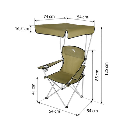 Camping Chair with Sunshade, Green