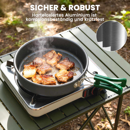 Camping Cookware Set, 5-Piece, Anti-Scald Handles, Grey