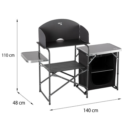 Camping Cupboard with Wind Shelter, Portable Storage