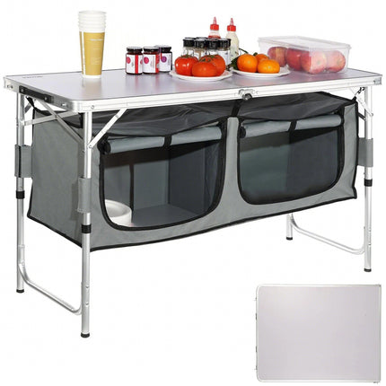 Camping Kitchen Table, Foldable, Adjustable Height, Bag