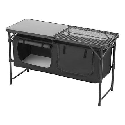 Camping Kitchen Table – Folding, 3 Heights, Aluminum Storage