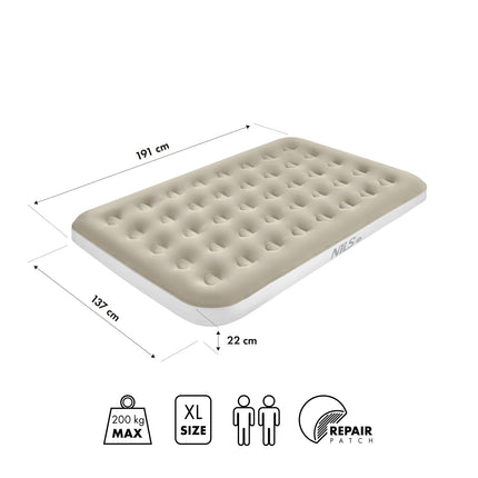 Camping Mattress, 191x137x22 cm, Beige