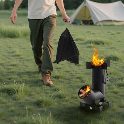 Camping Rocket Stove – Portable Wood Burning, Carry Bag
