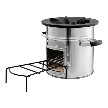 Camping Rocket Stove, Wood Burning, Stainless Steel, Carry Bag