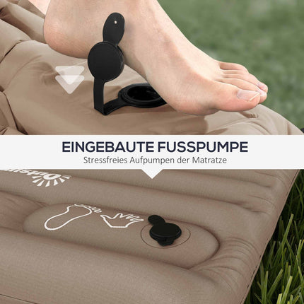 Camping Air Mattress With Foot Pump, Water Repellent, Khaki