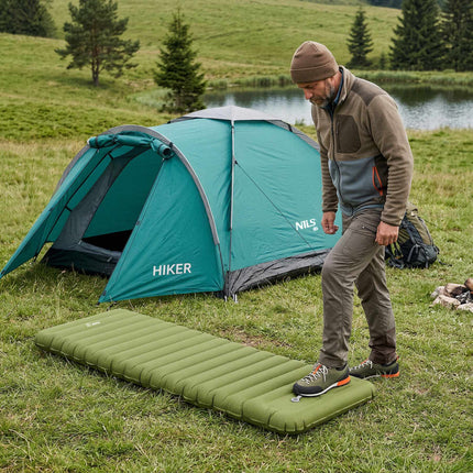 Camping Sleeping Mat With Built-In Pump, 10 cm Thick