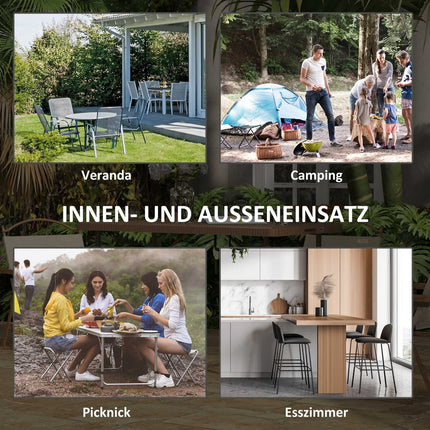 Folding camping table for 4 – Rattan look, brown HDPE