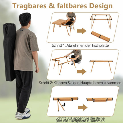 Camping Table, Waterproof Top, Portable, 80kg Capacity