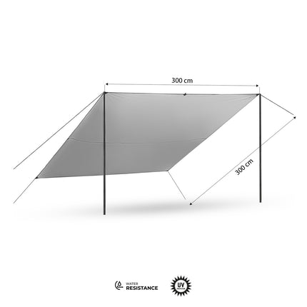 Camping Tarp 300x300 cm, Green, Waterproof