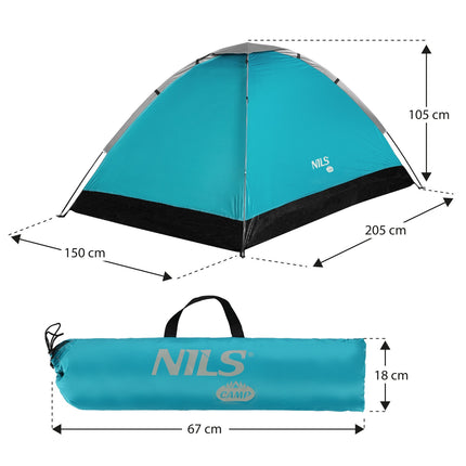 Camping Tent, 3-Person, Blue, Waterproof